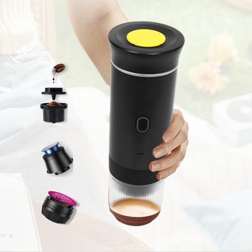 Espressor Portabil 3 în 1 CYUCHELLY®, Compatibil Nespresso®, Dolce Gusto® și Cafea Măcinată, Încălzire Apă Integrată, Pentru Călătorii, Camping, Birou și Mașină
