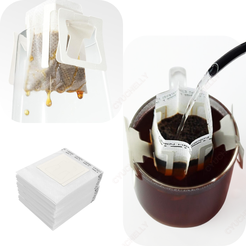 Set 50 x Filtre Cafea Hartie  – Suspendate pe Cana, de Unica Folosinta, Biodegradabile, cu Urechi Ingrosate, Tip V60