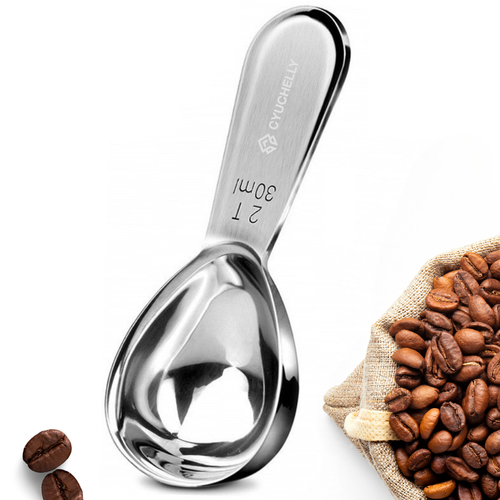 Lingură de Dozare Cafea CYUCHELLY®, Măsură pentru Cafea Boabe și Măcinată, Oțel Inoxidabil, Pentru Espresso și Filtru