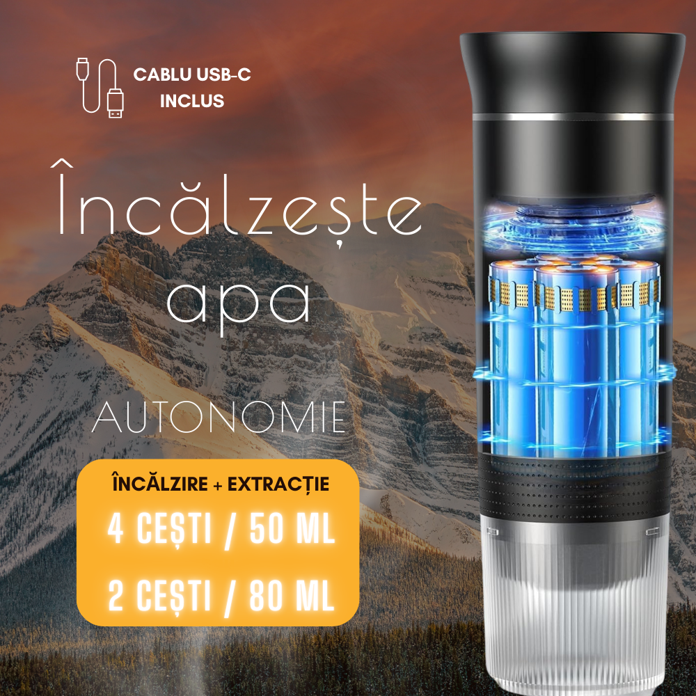 Espressor portabil 3 in 1, compatibil capsule Nespresso, Dolce Gusto + Cafea macinata, Functie incalzire apa, Negru