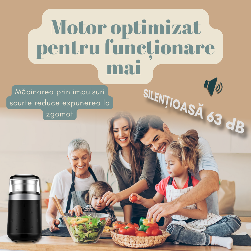 Rasnita cafea Electrica, Bol Detasabil, Protectie supraincalzire, 150 W, , Negru Argintiu