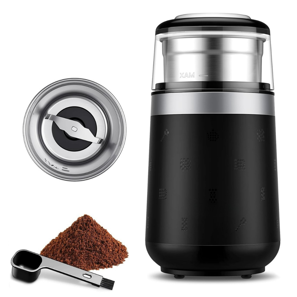 Rasnita cafea Electrica, Bol Detasabil, Protectie supraincalzire, 150 W, , Negru Argintiu